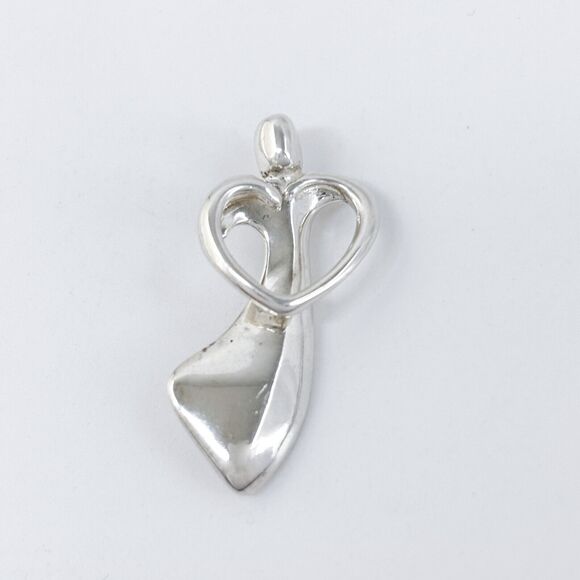 Vintage Sterling Silver 925 Abstract Heart Angel Pendant - Picture 3 of 9